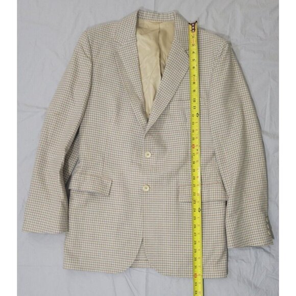 Vintage Craig Scott Cream/Blue/Beige Plaid 42L Blazer Menswear Single Vent 2 Btn - Picture 6 of 12